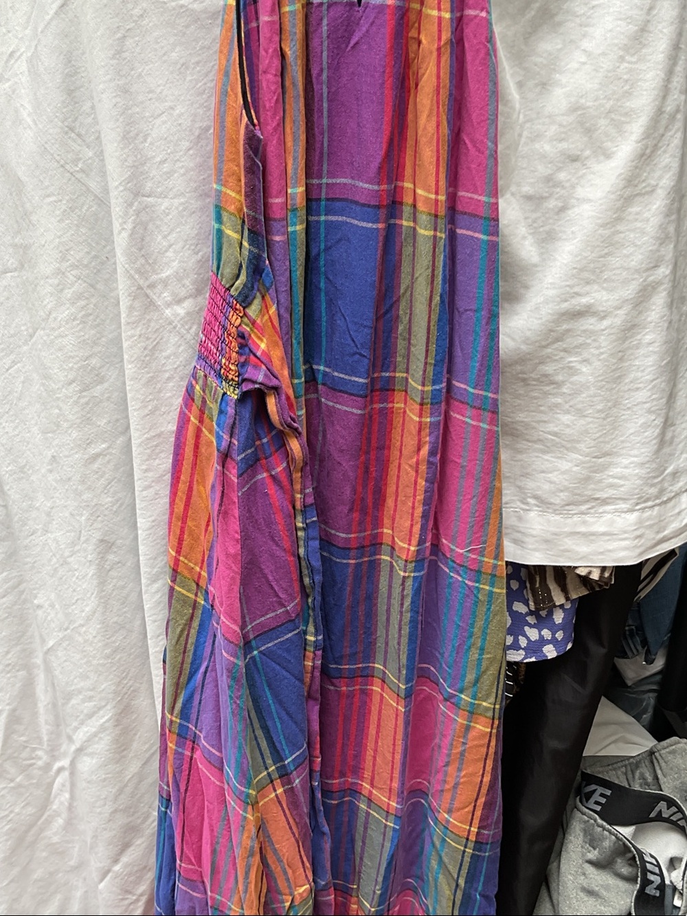 Ann Taylor’s Colorful Plaid Maxi Dress in Pink, Purple, Orange